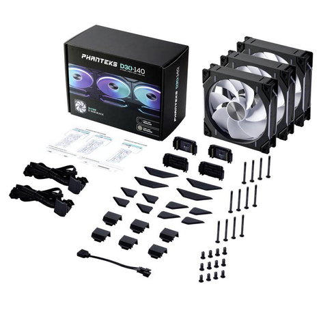 Phanteks D30 PWM Reverse Airflow D-RGB Számítógépház ventilátor (Sz x Ma x Mé) 140 x 30 x 140 mm 9. kép