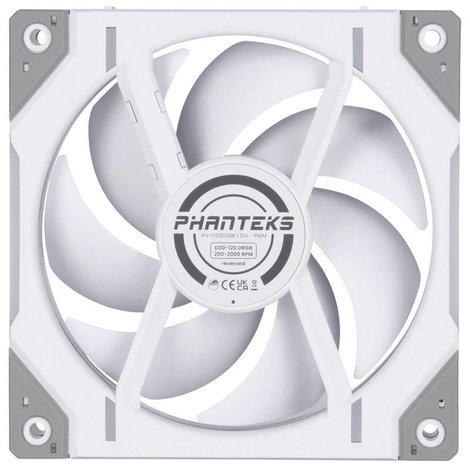 Phanteks D30 PWM Reverse Airflow D-RGB Számítógépház ventilátor Fehér (Sz x Ma x Mé) 120 x 120 x 30 4. kép