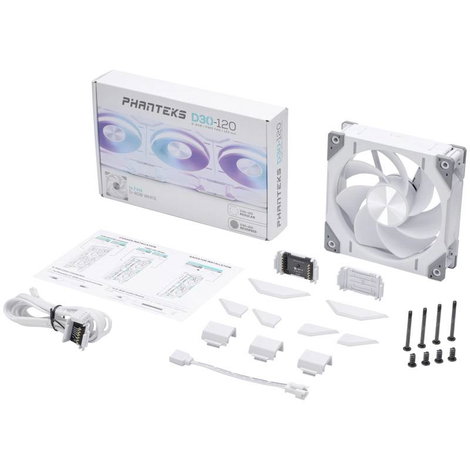 Phanteks D30 PWM Reverse Airflow D-RGB Számítógépház ventilátor Fehér (Sz x Ma x Mé) 120 x 120 x 30 9. kép