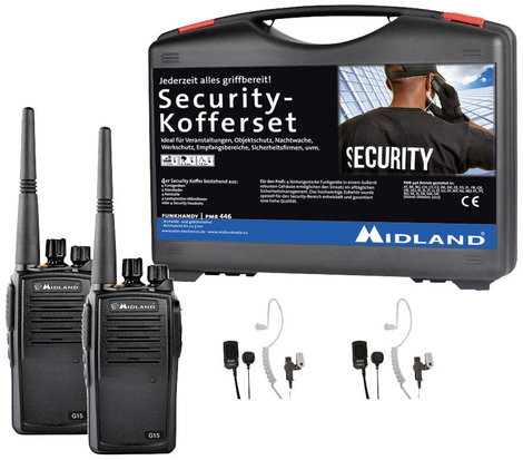 Midland G15 Pro PMR 2er Security-Koffer inkl. MA 31-M C1127.S2 PMR készülék 2 részes készlet