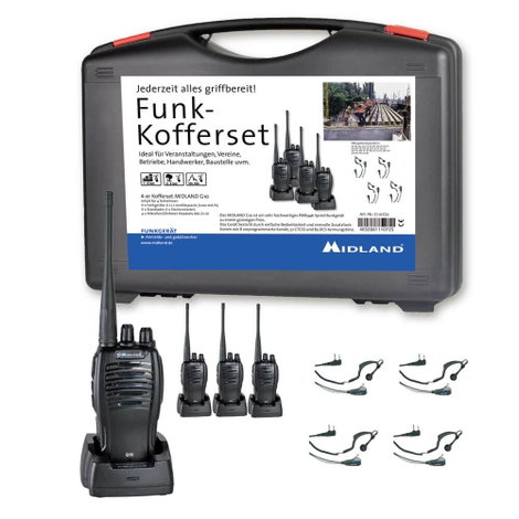 Midland G10 Pro PMR 4er Handwerker-Koffer C1107.S2 PMR készülék 4 részes készlet