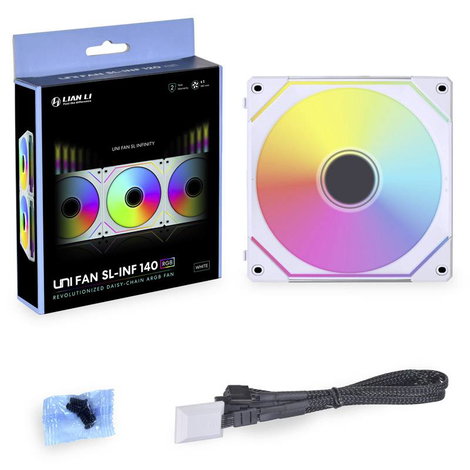 Lian Li UNI FAN SL-INF 140 ARGB PWM Számítógépház ventilátor Fehér (Sz x Ma x Mé) 140 x 142 x 25 mm 6. kép