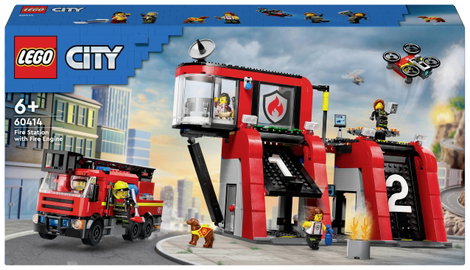 LEGO® CITY 60414 Tűzoltószertár forgótányéros létrás járművel