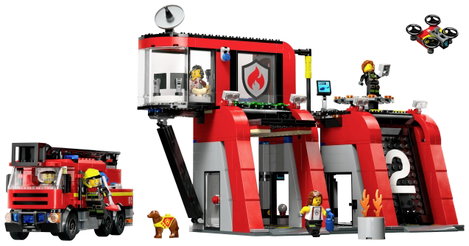 LEGO® CITY 60414 Tűzoltószertár forgótányéros létrás járművel 2. kép