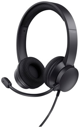 Trust Ayda Számítógép On Ear headset Vezetékes Stereo Fekete Noise Cancelling Headset, Hangerő szabá