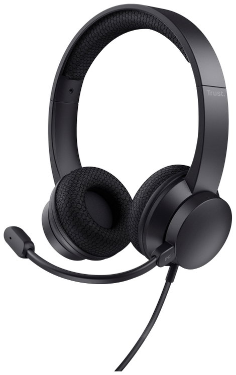 Trust Ayda Számítógép On Ear headset Vezetékes Stereo Fekete Noise Cancelling Headset, Hangerő szabá