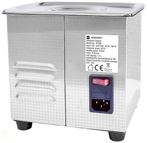 Ultrahangos tisztító fűtéssel és tisztítókosárral 160 W 1,3 l, TOOLCRAFT USC-130 6. kép