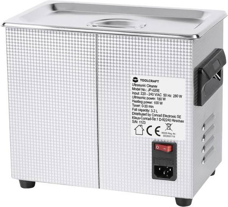 Ultrahangos tisztító fűtéssel és tisztítókosárral 280 W 3,2 l, TOOLCRAFT USC-320 5. kép