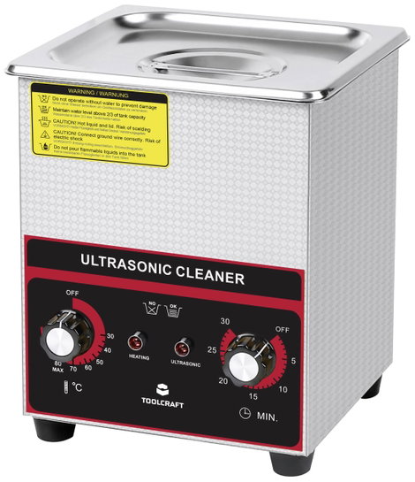 Ultrahangos tisztító fűtéssel és tisztítókosárral 160 W 2 l, TOOLCRAFT USC-200