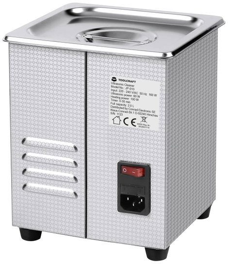 Ultrahangos tisztító fűtéssel és tisztítókosárral 160 W 2 l, TOOLCRAFT USC-200 5. kép