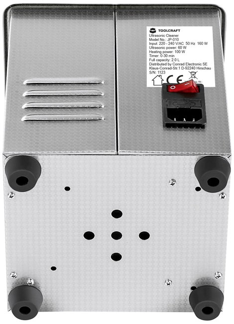 Ultrahangos tisztító fűtéssel és tisztítókosárral 160 W 2 l, TOOLCRAFT USC-200 7. kép