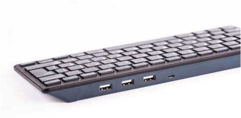Raspberry Pi® RPI-KEYB (FR)-BLACK/GREY USB Billentyűzet Francia, AZERTY Fekete, Szürke USB hub 2. kép