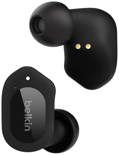 Belkin SoundForm Play In Ear headset Bluetooth® Fekete Headset, Töltőtok, Izzadásálló