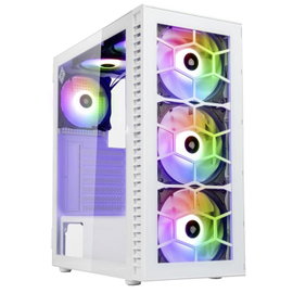 Kolink Observatory HF Glass Midi torony Számítógép ház Fehér 2 előre telepített LED-hűtő, 4 előre te