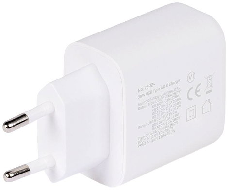LINDY 30W USB Type A & C Charger USB-s töltőkészülék 30 W Beltér Kimenetek száma: 2 x USB-C®, USB-A 2. kép