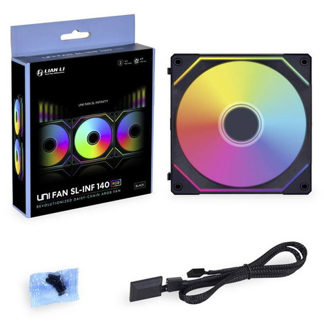 Lian Li UNI FAN SL-INF 140 ARGB PWM Számítógépház ventilátor Fekete (Sz x Ma x Mé) 140 x 142 x 25 mm 6. kép