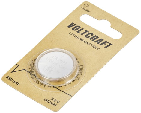 VOLTCRAFT Gombelem CR 2450 3 V 1 db 580 mAh Lítium