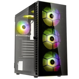 Kolink Observatory HF Glass Számítógép ház Fekete 2 előre telepített LED-hűtő, 4 előre telepített LE