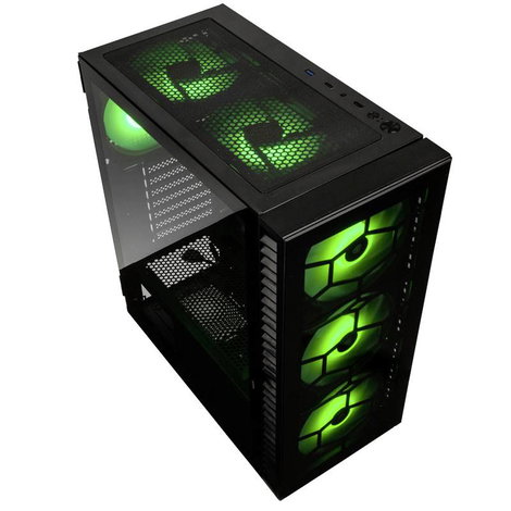 Kolink Observatory HF Glass Számítógép ház Fekete 2 előre telepített LED-hűtő, 4 előre telepített LE 2. kép