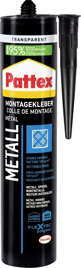 Pattex Metall Építési-szerelési ragasztó Gyártói szín Átlátszó PTRTR 1 db