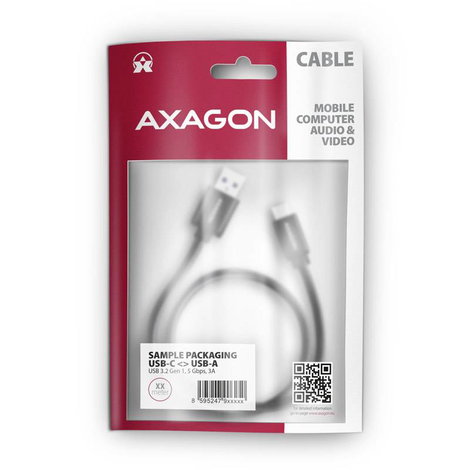 AXAGON USB kábel USB 3.2 Gen1 USB-C® dugó, USB-A dugó 10 cm Fekete aranyozott érintkező BUCM3-AM10AB 2. kép