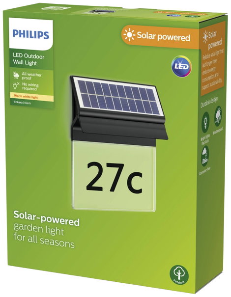 Philips Enkara 8720169265462 Napelemes házszám megvilágítás 0.4 W Melegfehér Fekete 2. kép