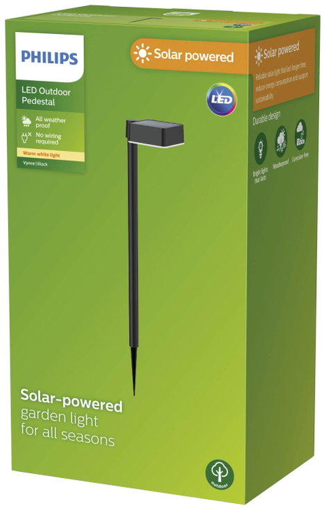Philips Napelemes kerti lámpa Vynce 8720169265684 LED 1.5 W Melegfehér Fekete 2. kép