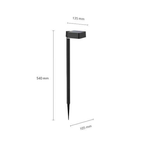 Philips Napelemes kerti lámpa Vynce 8720169265684 LED 1.5 W Melegfehér Fekete 3. kép