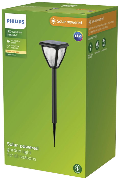 Philips Napelemes kerti lámpa Vapora 8720169265721 LED 1.5 W Melegfehér Fekete 2. kép