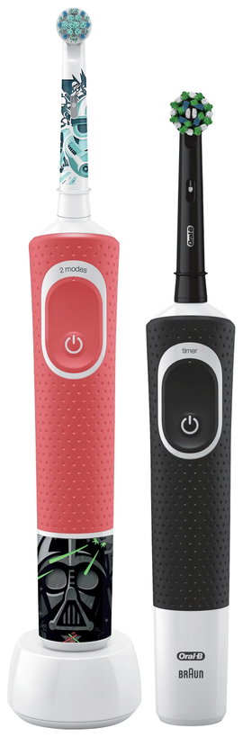 Oral-B D103 Black + D100 Star Wars D103.413.3-D100.410.2K Elektromos gyermek fogkefe Forgó/oszcillál