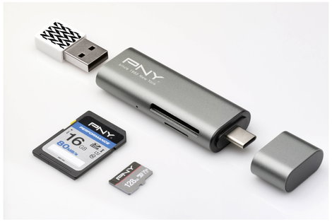 PNY R-TC-UA-3N1E01-RB Külső memóriakártya olvasó USB-C® USB 3.2 (Gen 1) Fémes 5. kép