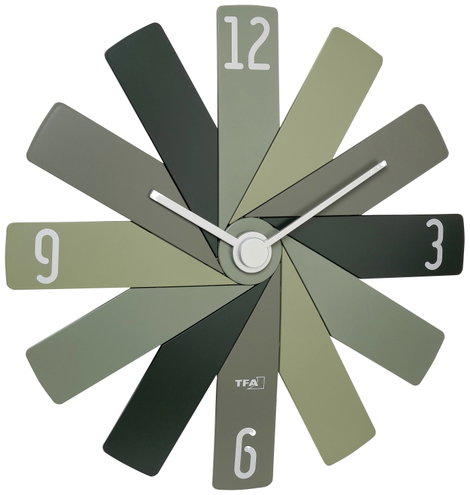TFA Dostmann 60.3020.04 Kvarc Falióra 400 mm x 37 mm x 400 mm Zöld, Olivazöld, Erdei zöld Zajtalan ó