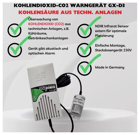 Schabus GX-D3 Gázjelző Külső érzékelővel Hálózatról üzemeltetett Érzékel Széndioxid 2. kép