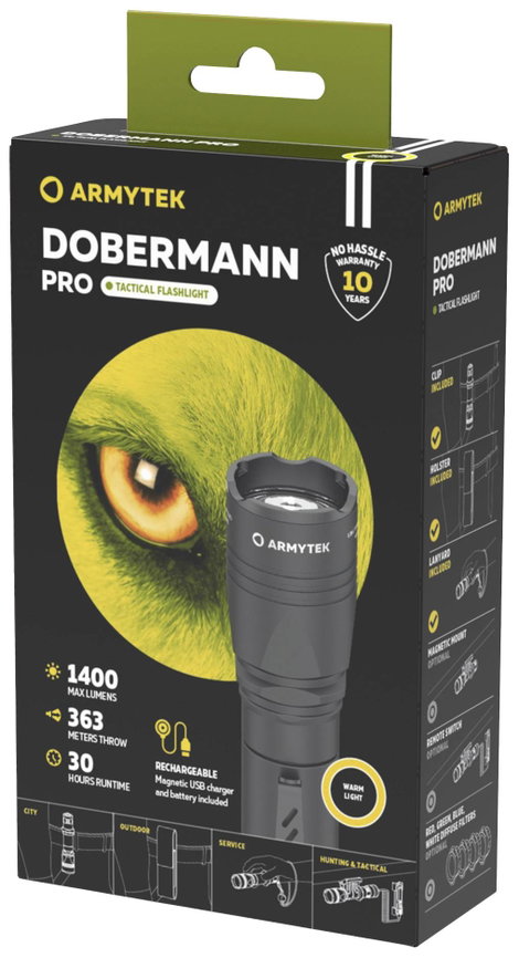 ArmyTek Dobermann Pro Warm LED Kézilámpa Akkuról üzemeltetett 1400 lm 114 g 3. kép