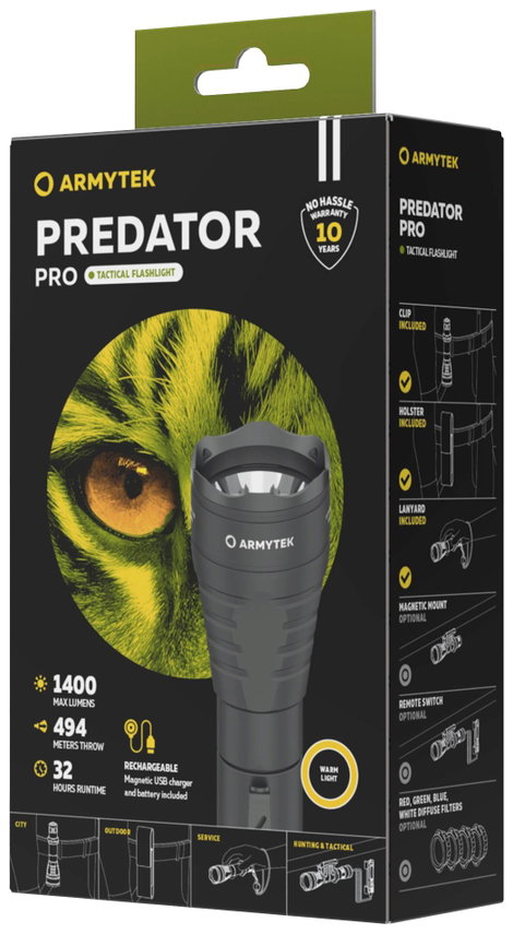 ArmyTek Predator Pro Warm LED Kézilámpa Akkuról üzemeltetett 1400 lm 136 g 3. kép