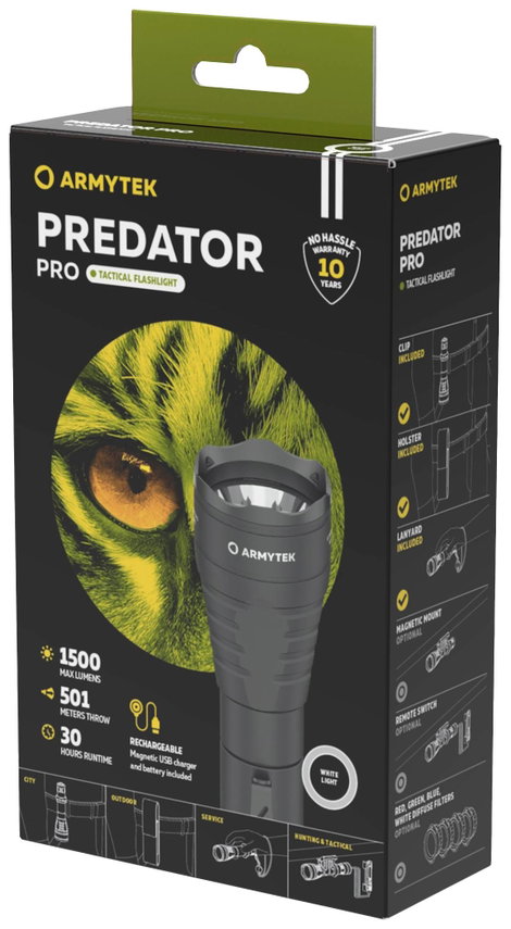 ArmyTek Predator Pro White LED Kézilámpa Akkuról üzemeltetett 1400 lm 136 g 3. kép