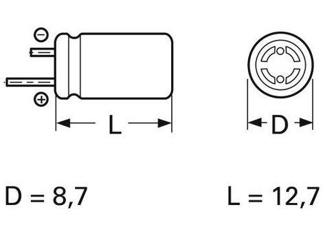 Frolyt E-KR3008 Elektrolit kondenzátor Radiális kivezetéssel 5 mm 22 µF 40 V (Ø x H) 8.7 mm x 12.7 m 2. kép