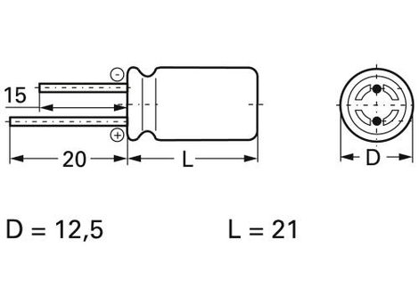 Frolyt E-KS3390 Elektrolit kondenzátor Radiális kivezetéssel 5 mm 470 µF 50 V 20 % (Ø x H) 12.5 mm x 2. kép