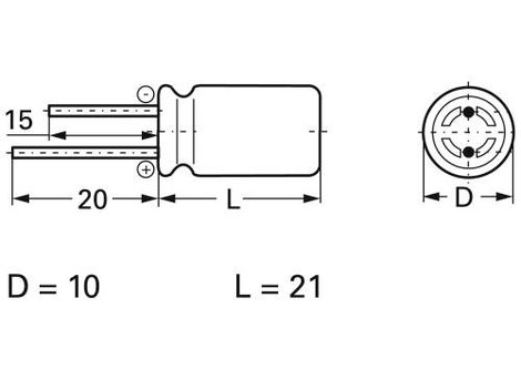 Frolyt E-KS3092 Elektrolit kondenzátor Radiális kivezetéssel 5 mm 1000 µF 16 V 20 % (Ø x H) 10 mm x  2. kép