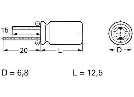Frolyt E-KS3250 Elektrolit kondenzátor Radiális kivezetéssel 2.5 mm 220 µF 10 V 20 % (Ø x H) 6.8 mm 2. kép