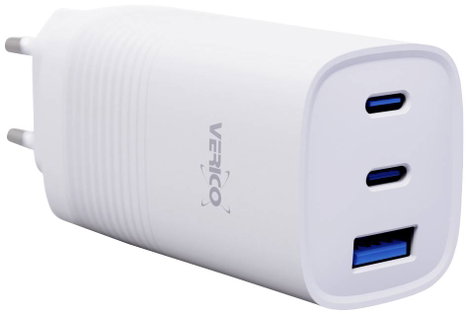 Verico Mojo 65W GaN 3 USB-s töltőkészülék 65 W Aljzat dugó Kimeneti áram (max.) 3250 mA Kimenetek sz