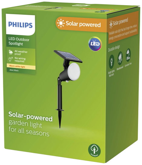 Philips Napelemes kerti fényszóró Jivix 8720169269132 LED 1.40 W Melegfehér Fekete 2. kép