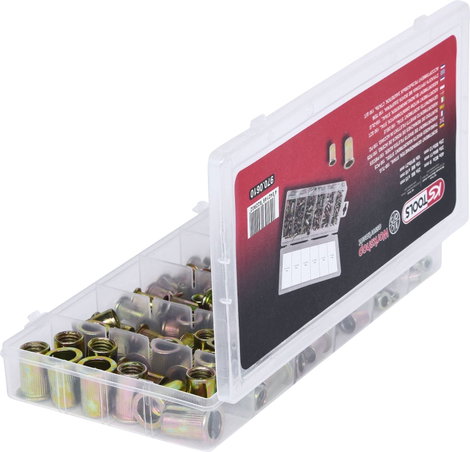 KS Tools 970.0610 Menetes szegecsek választéka, acél, M3x9mm-M10x21mm, 150 db 2. kép