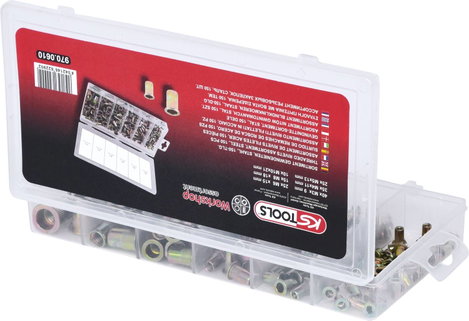 KS Tools 970.0610 Menetes szegecsek választéka, acél, M3x9mm-M10x21mm, 150 db 3. kép