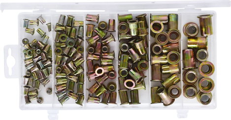 KS Tools 970.0610 Menetes szegecsek választéka, acél, M3x9mm-M10x21mm, 150 db 5. kép