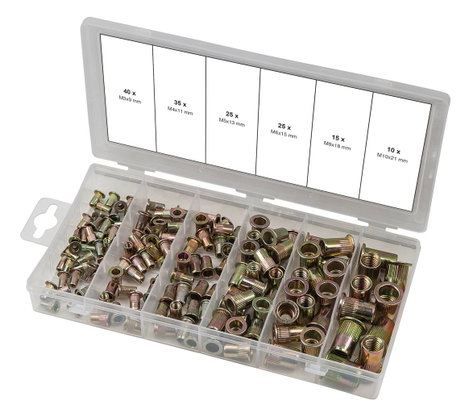 KS Tools 970.0610 Menetes szegecsek választéka, acél, M3x9mm-M10x21mm, 150 db 8. kép