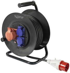 Sygonix SY-5806894 Kábeldob 25 m Fekete CEE dugó, 16 A, 5 pólusú