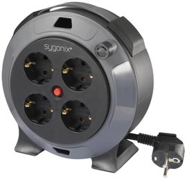 Sygonix SY-5806896 Kábeldob 5 m Fekete Védőérintkezős dugó