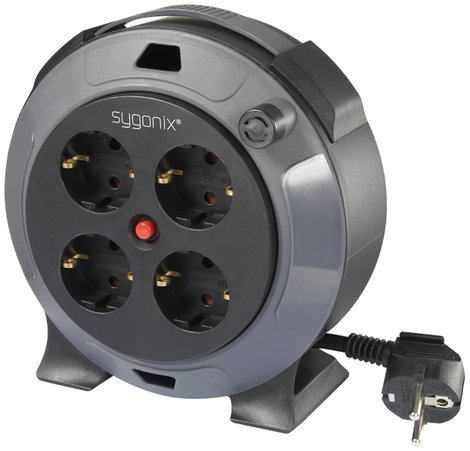 Sygonix SY-5806896 Kábeldob 5 m Fekete Védőérintkezős dugó