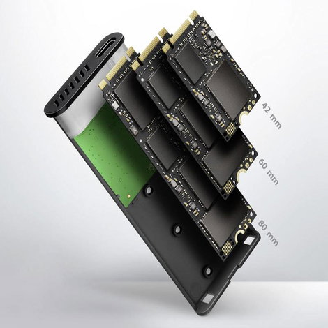 AXAGON EEM2-SBC M.2 merevlemez ház M.2 2242, M.2 2260, M.2 2280 USB-C® USB 3.2 (Gen 2) 2. kép